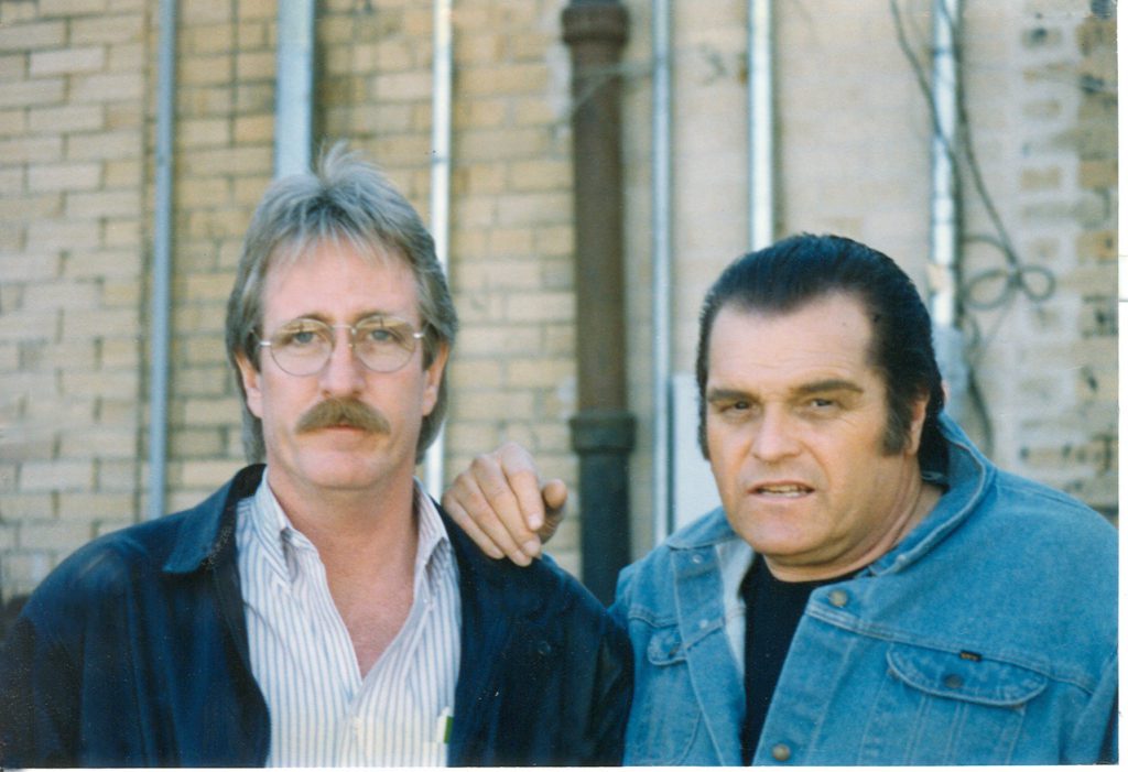 MacLean with Brian Dennehy, who starred in the movie version of another MacLean book, this one about the infamous murder of a small-town Missouri bully.